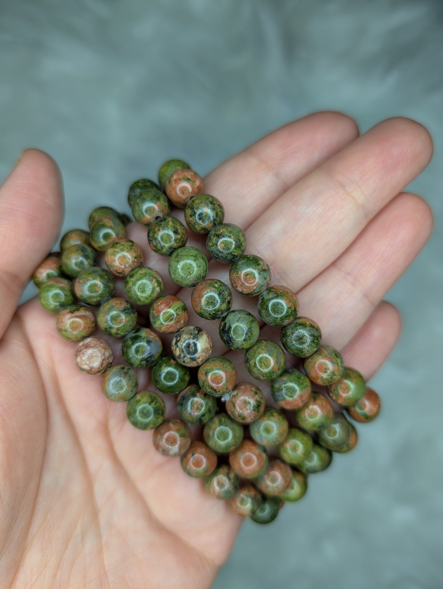 Unakite 8mm bead bracelet