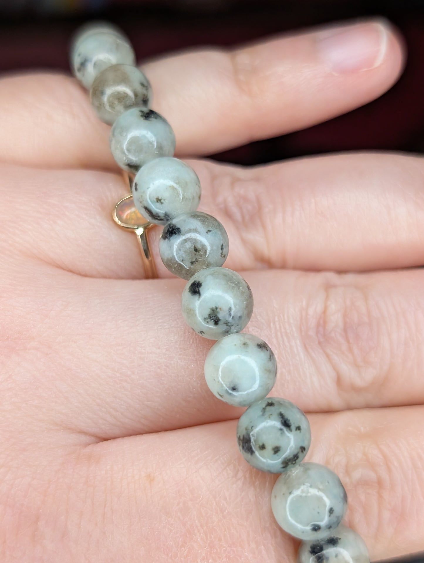 Kiwi Jasper 8mm Bead Bracelet