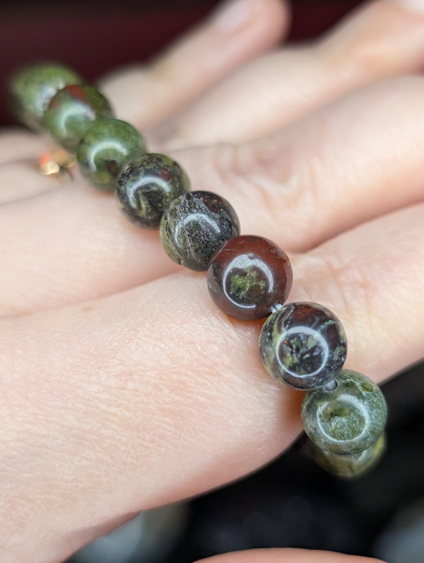 Dragon Bloodstone 9mm Bead Bracelet