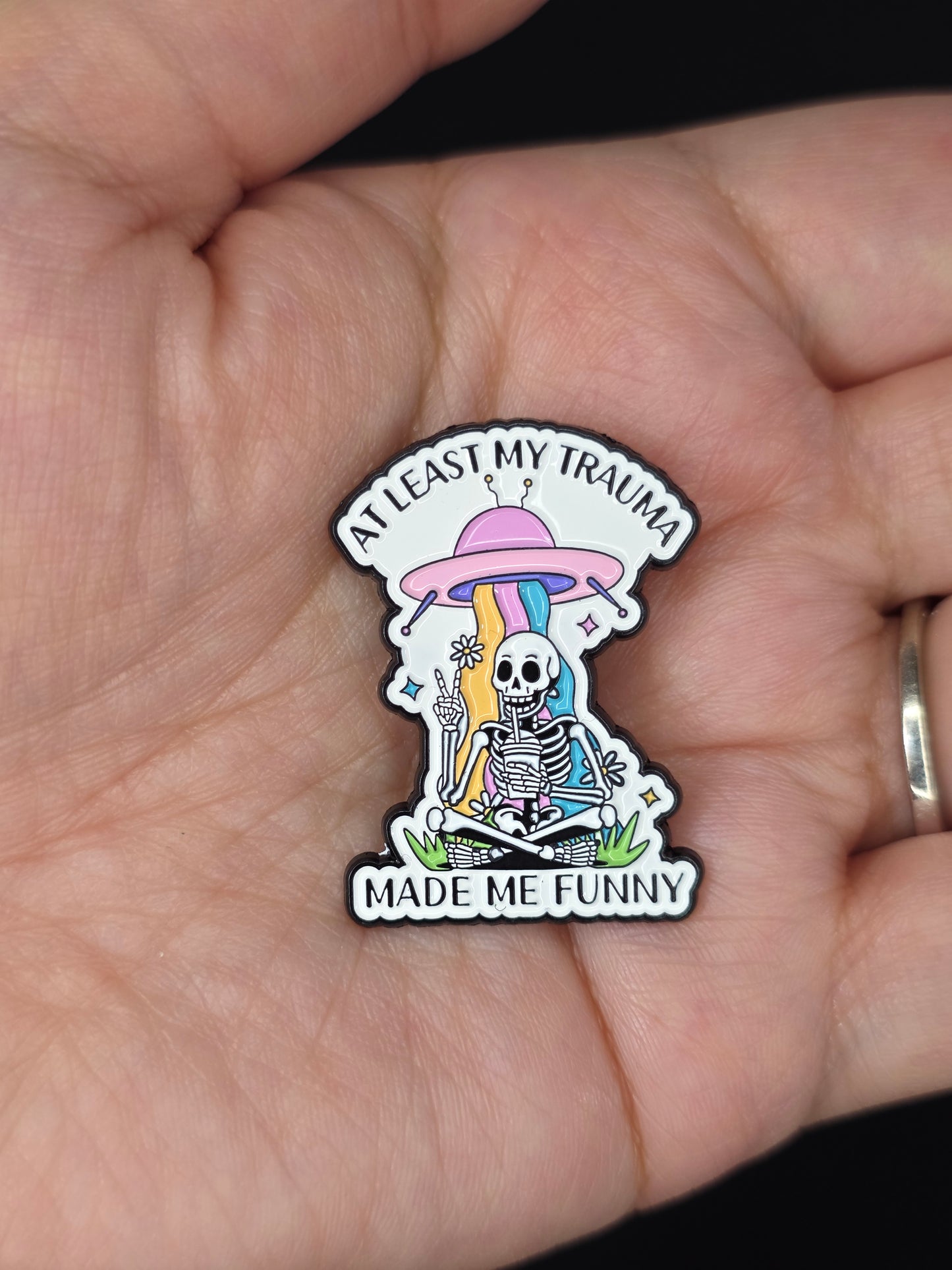 Trauma Made Me Funny Enamel Pin