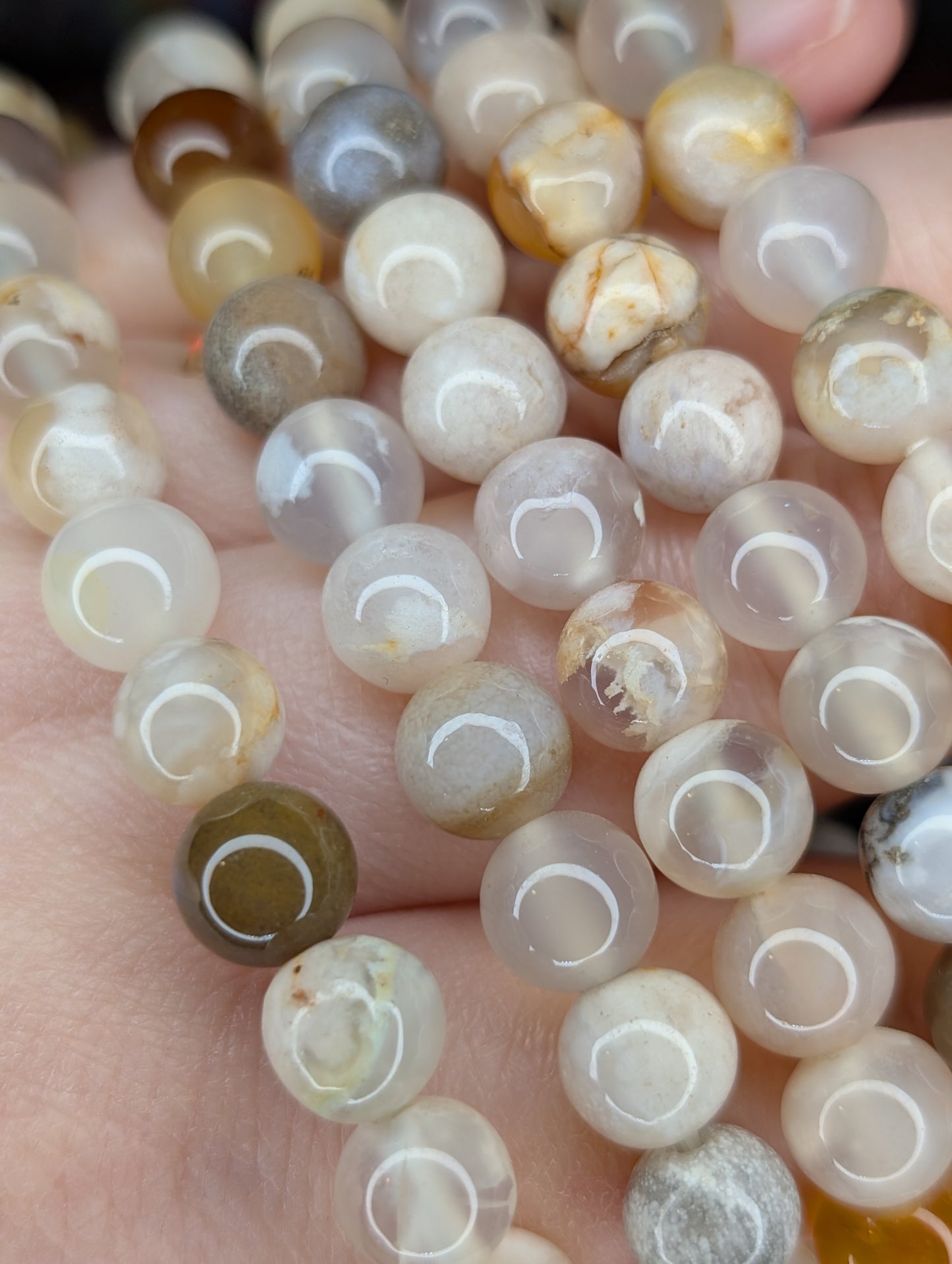 Flower Agate 8mm Bead Bracelet