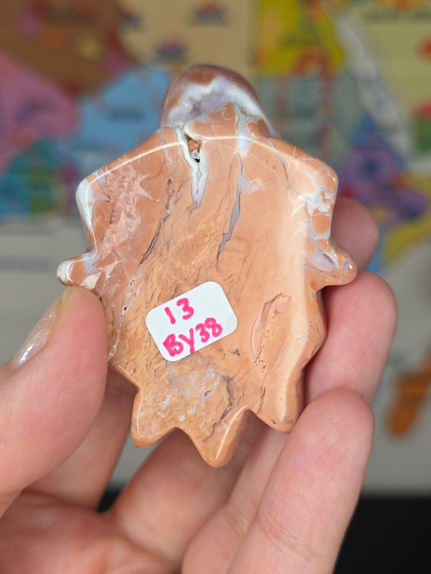 Cotton Candy Agate Turtle Carving