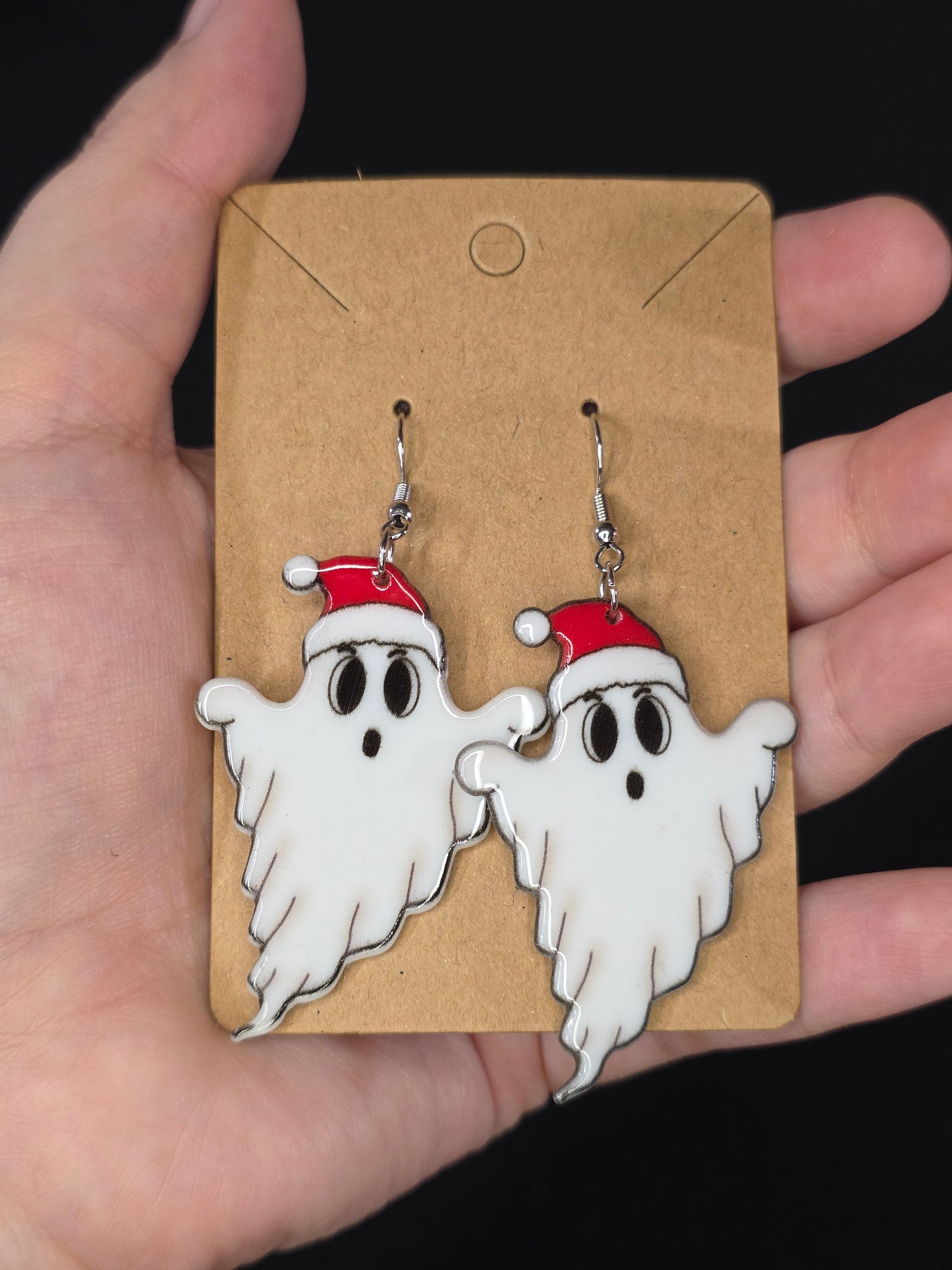 Santa Hat Ghosts Acrylic Earrings