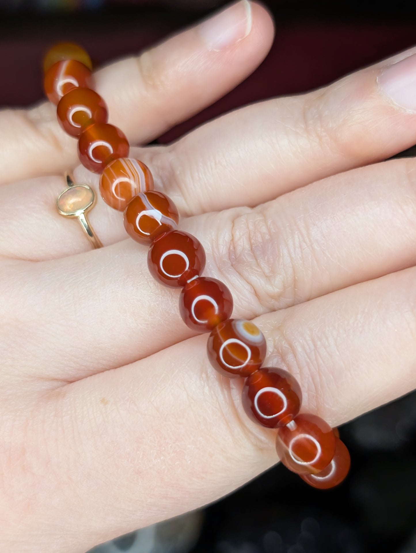 Banded Red Agate 8mm Bead Bracelet