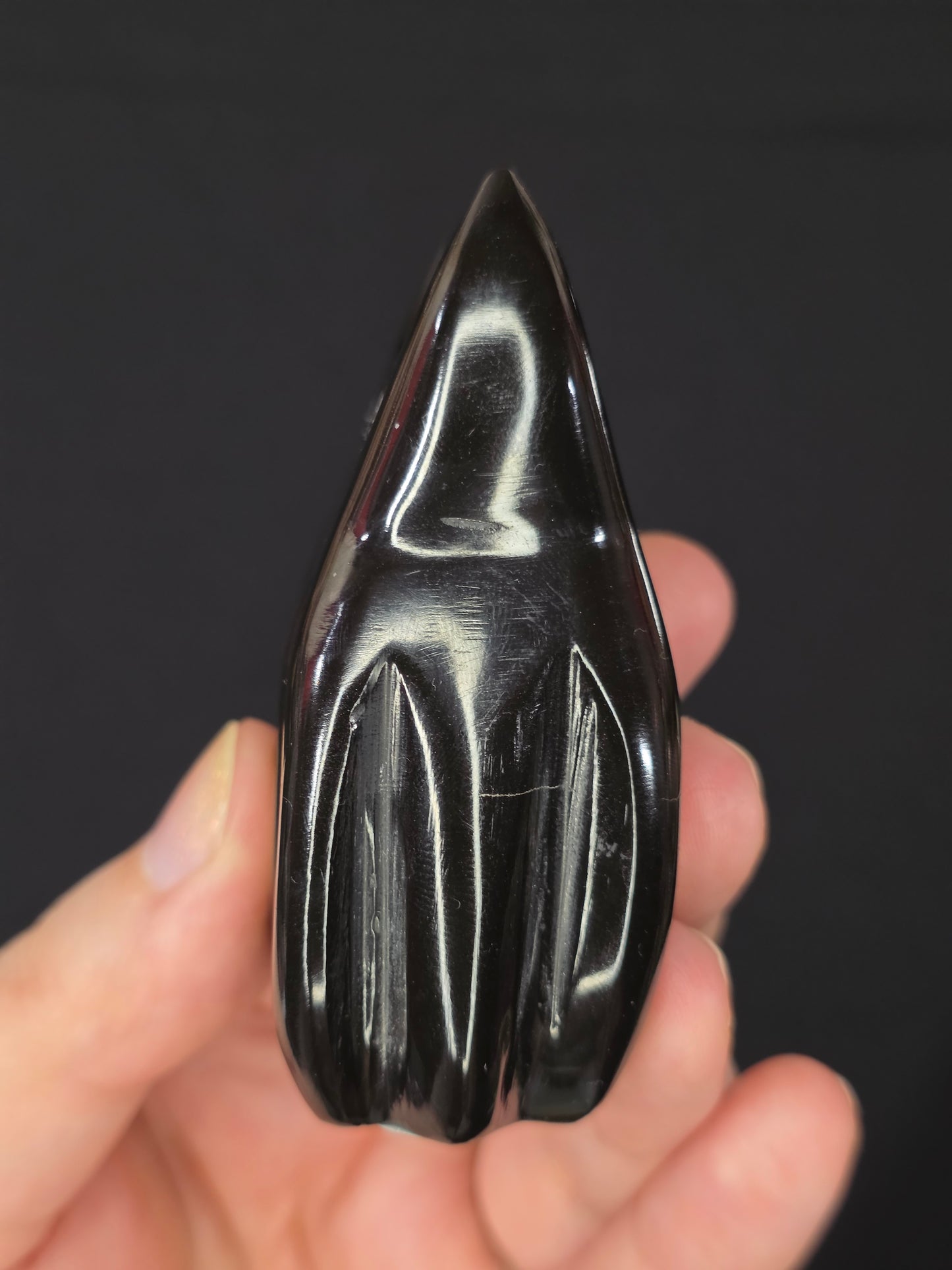 Black Marble Ghost Cat Carving