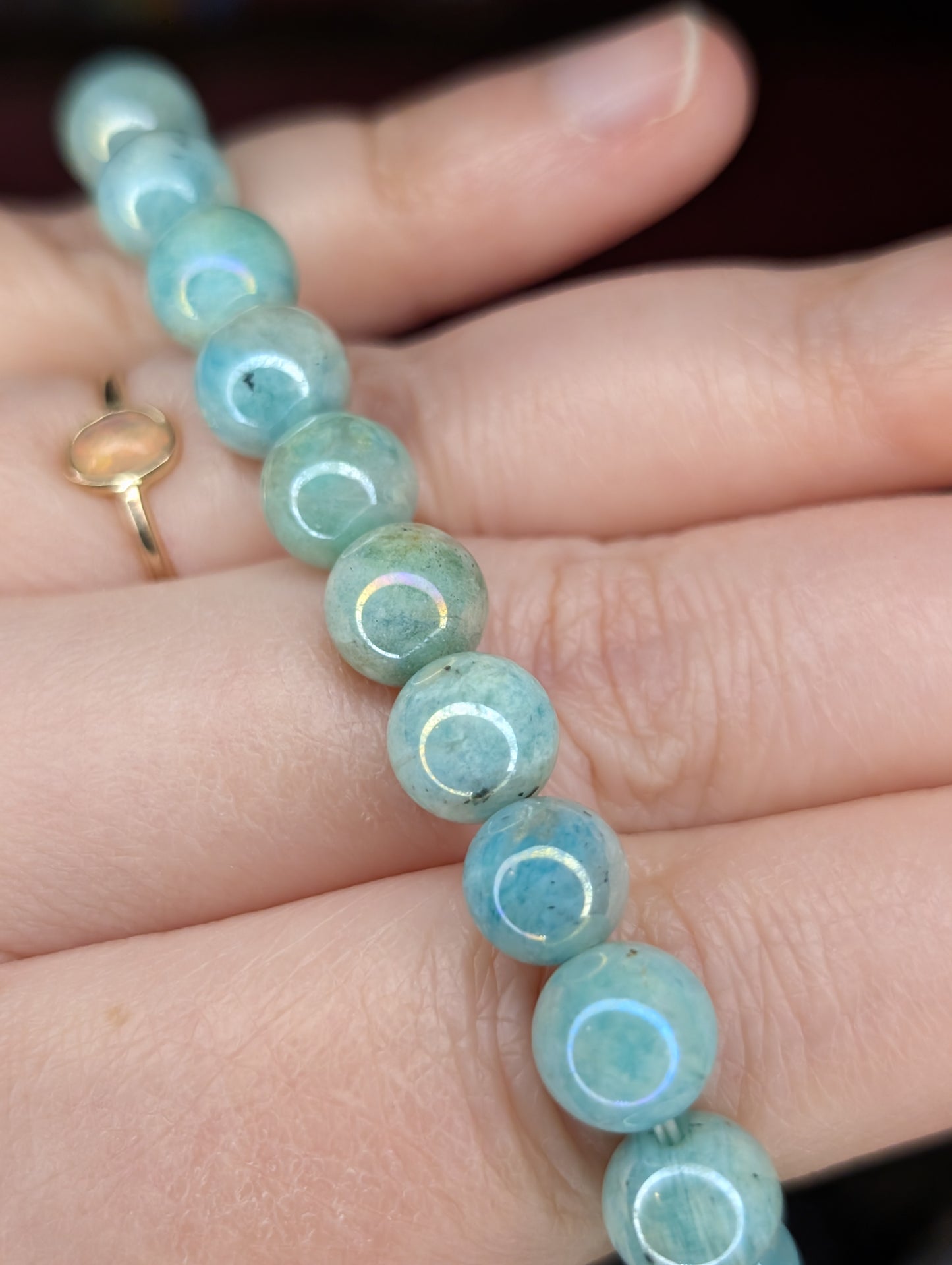 Aura Coated Amazonite 8mm Bead Bracelet