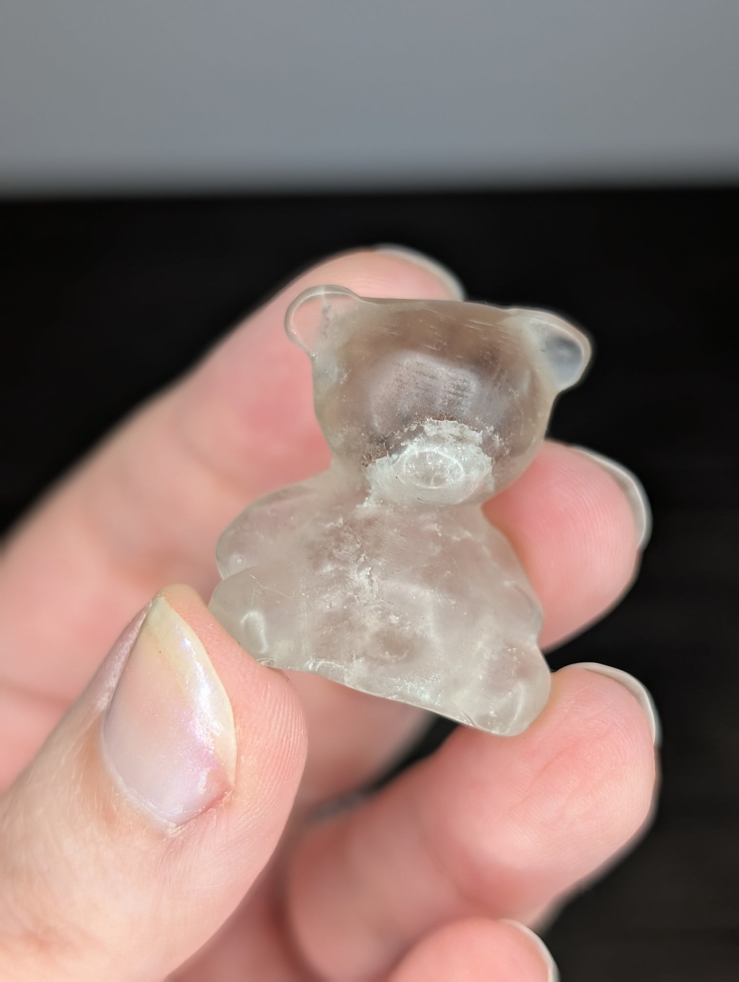 Mini Smoky Quartz Teddy Bear Carving
