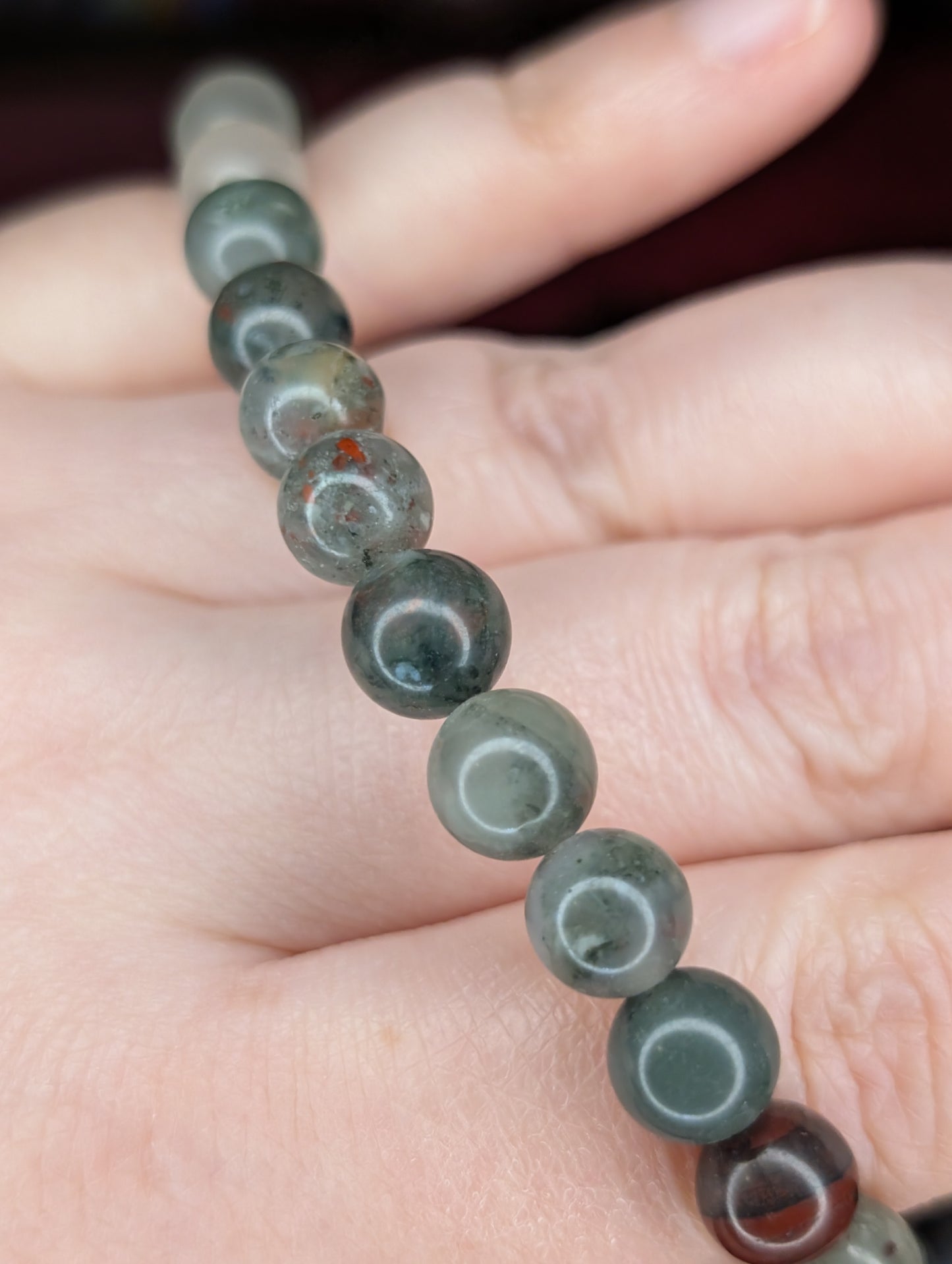 African Bloodstone 8mm Bead Bracelet