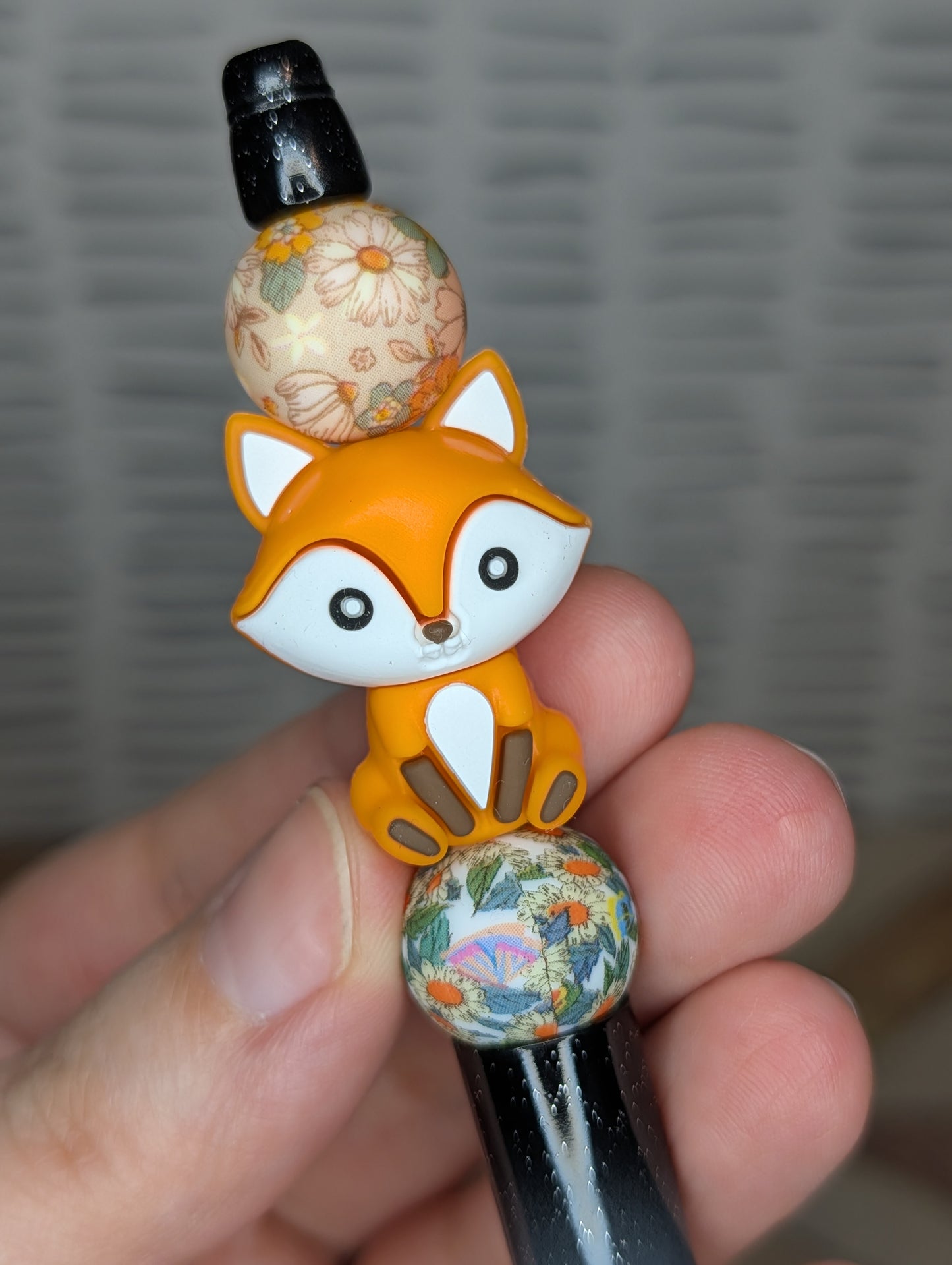 Floral Fox Beaded Pen