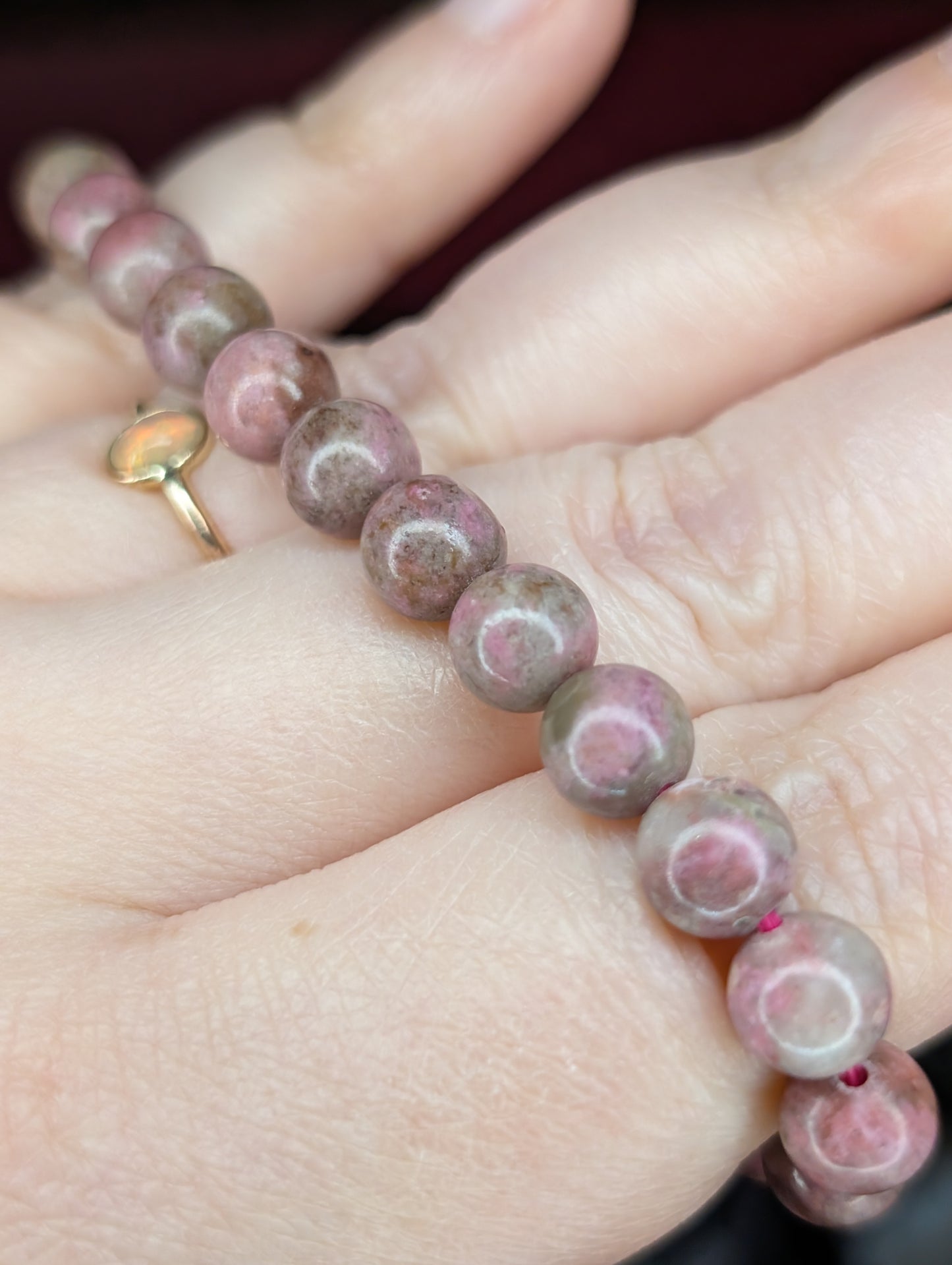 Rhodonite 7mm Bead Bracelet