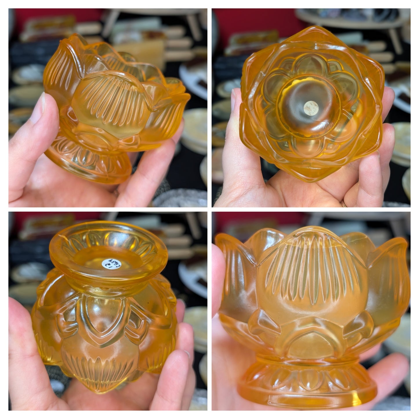 Colored Glass Lotus Tealight Holder or Sphere Holder