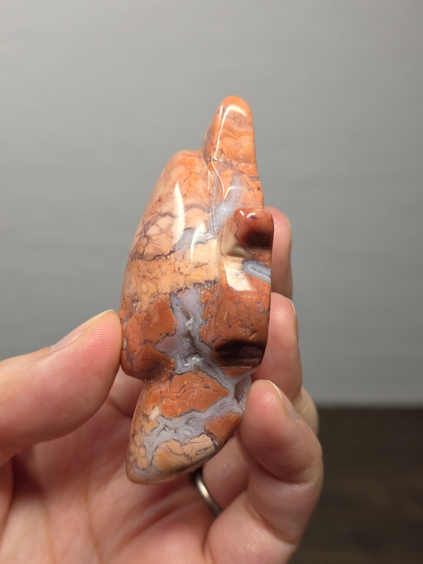 Pink Agate Turtle Carving