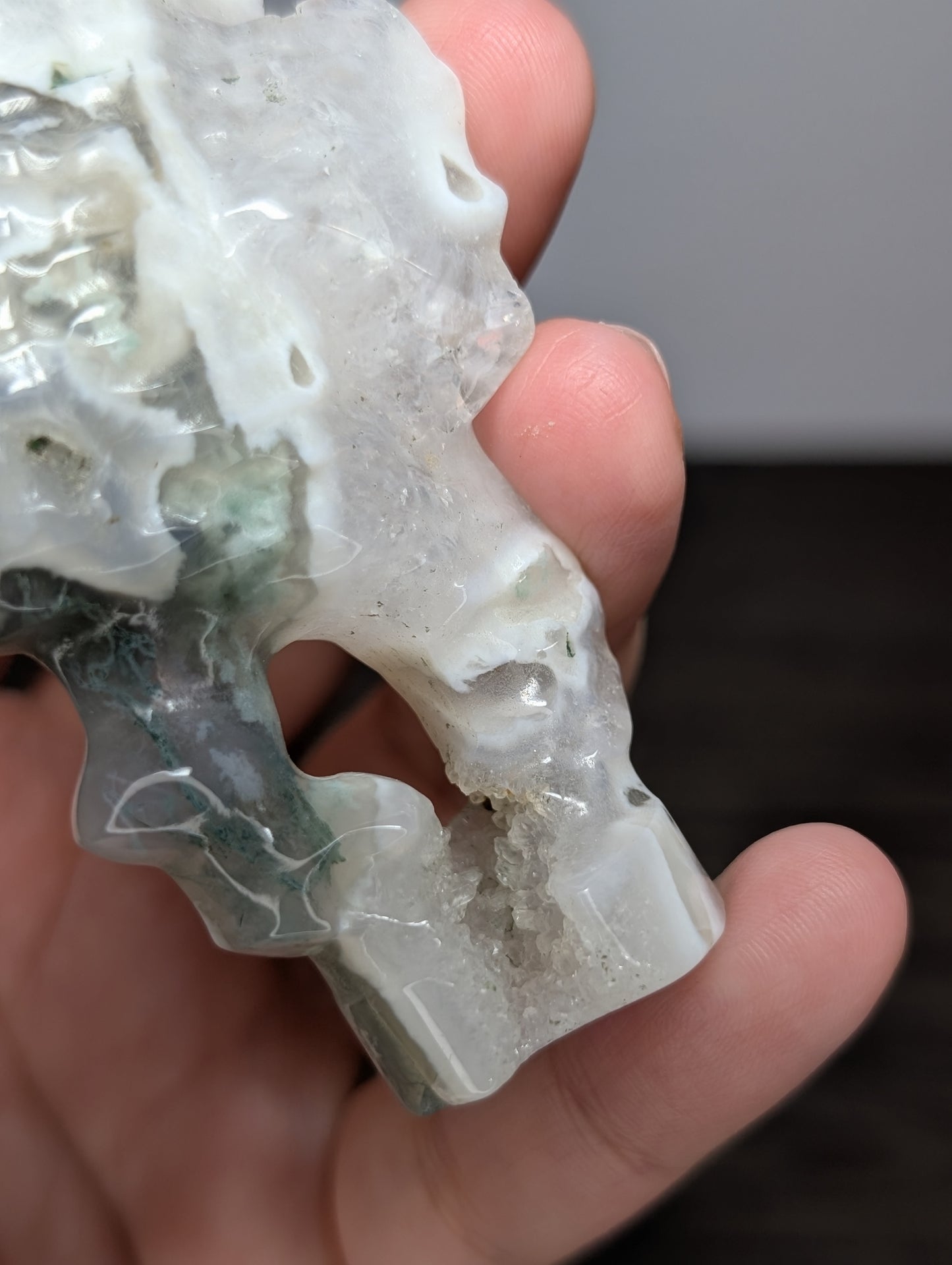 Moss Agate Seahorse Carving