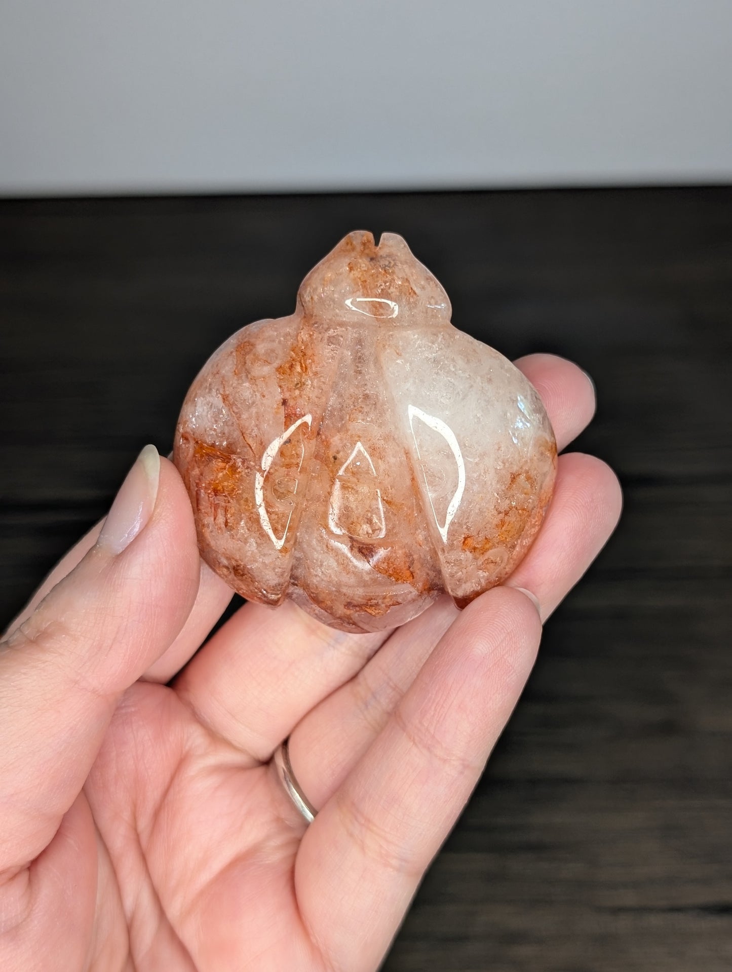 Fire Quartz Ladybug Carving
