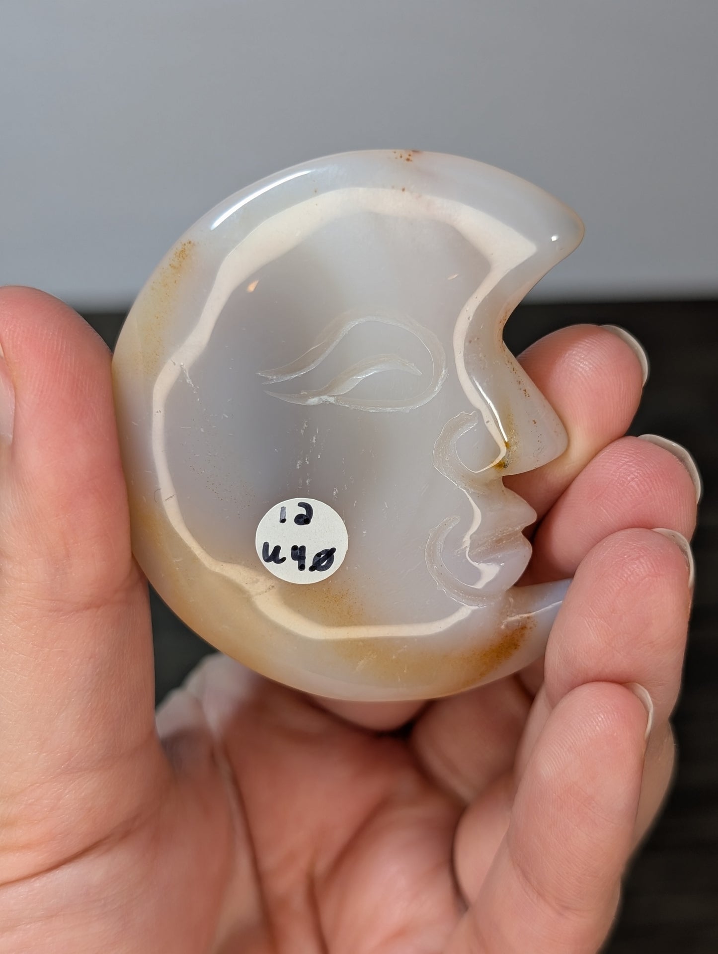 Druzy Agate Moon Carving