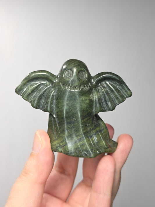 Green Jade Bat Wing Ghost Carving