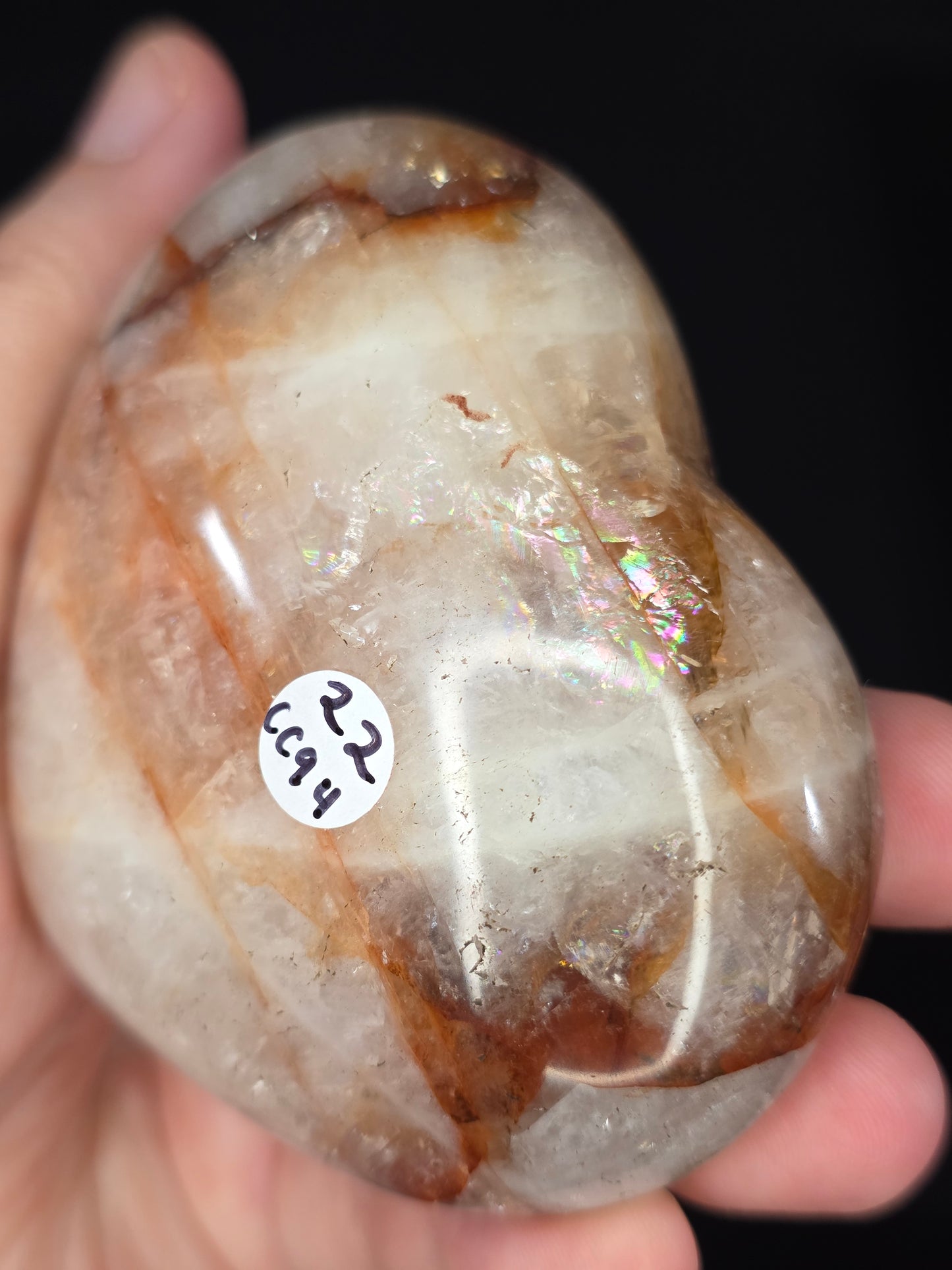 Fire Quartz Heart Carving