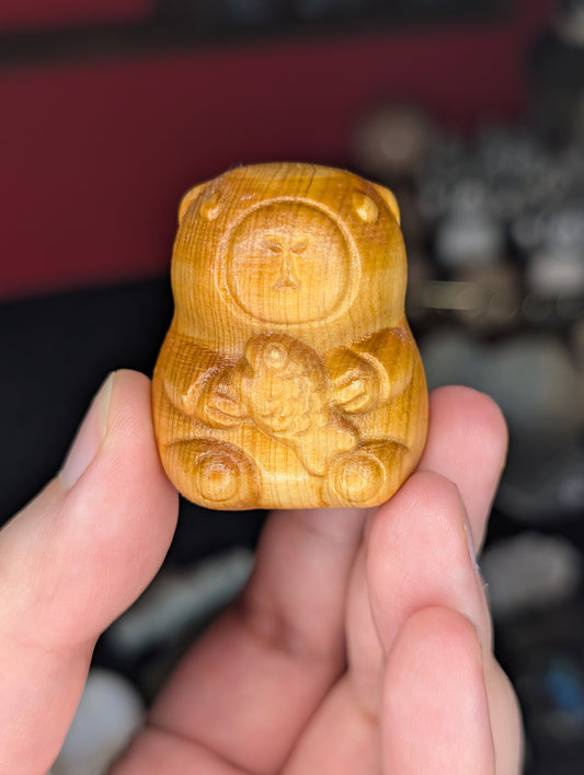 Wooden Capybara w/ Fish Carving