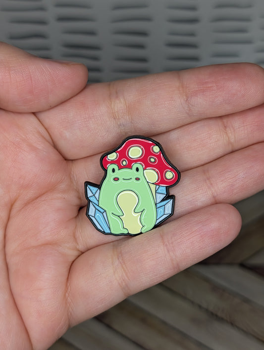 Crystal Mushroom Frog Enamel Pin