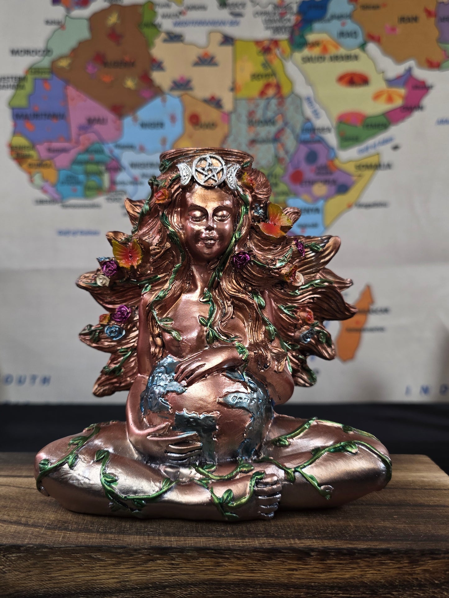 Resin Mother Earth Sphere Stand