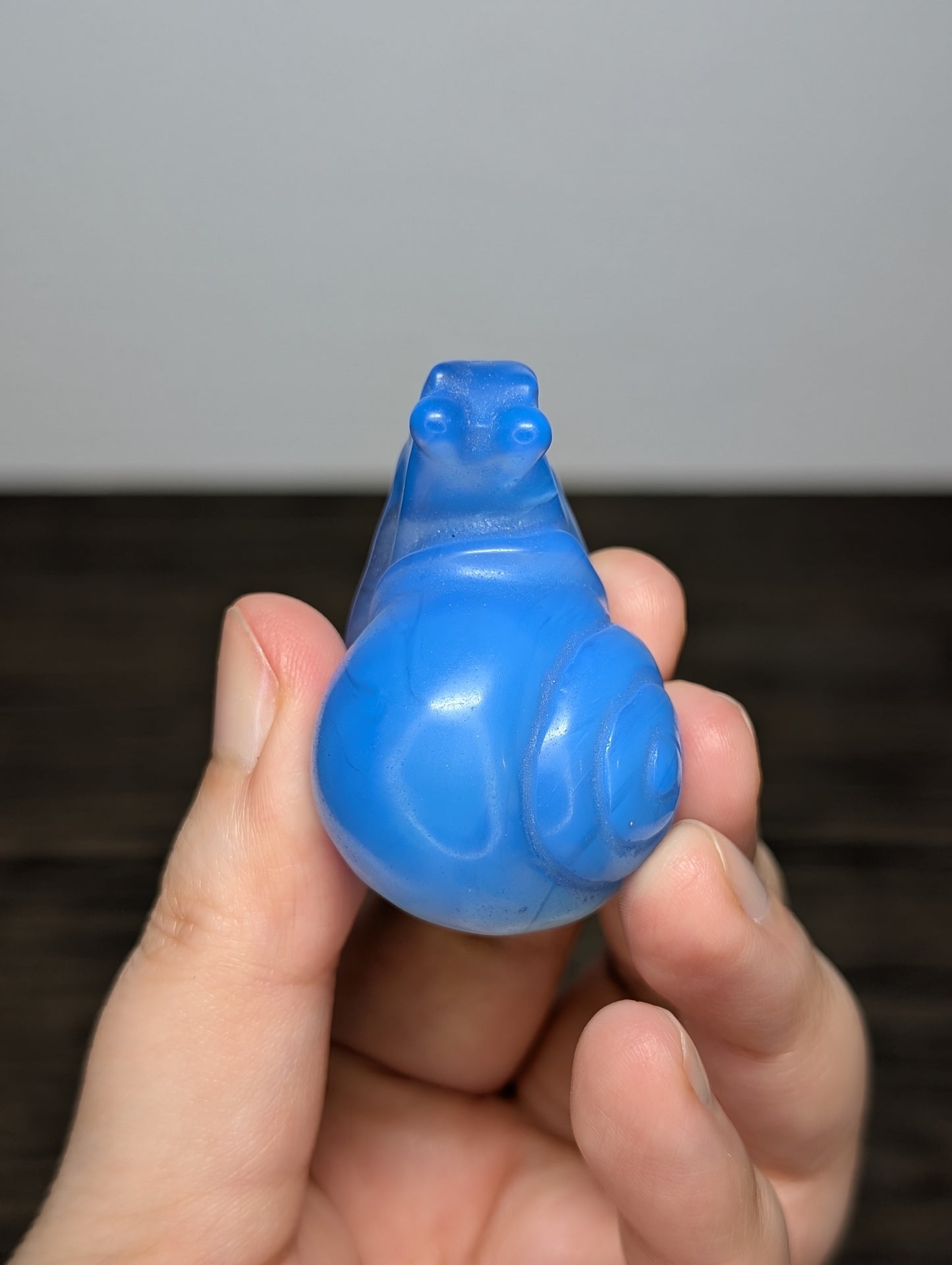 Blue Opalite (Glass) Snail Carving