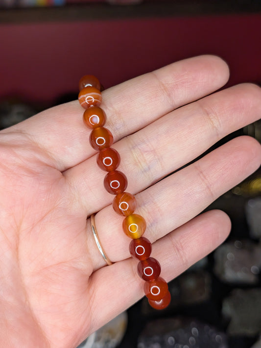 Banded Red Agate 8mm Bead Bracelet