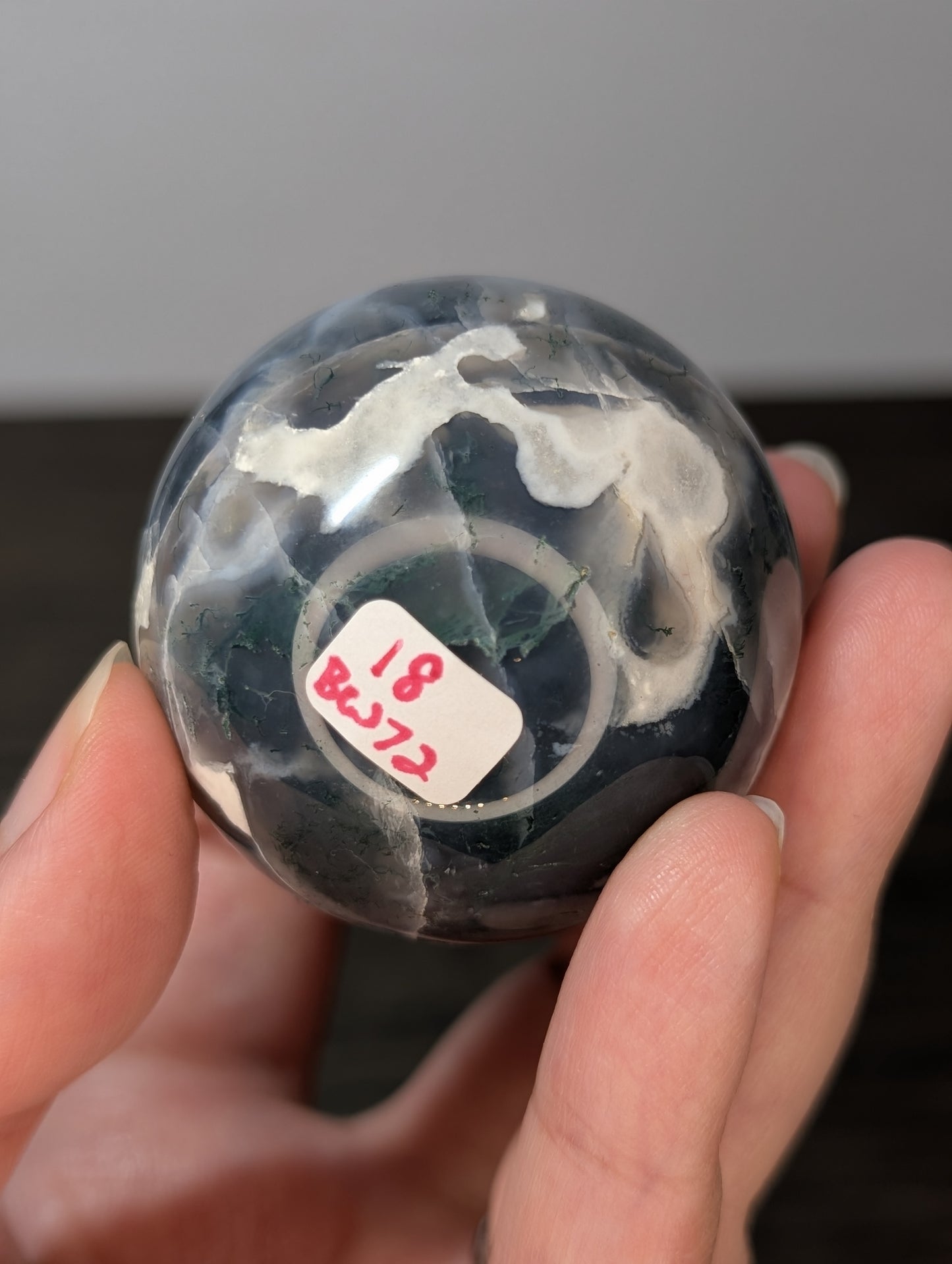 Moss Agate w/ Calcite Sphere