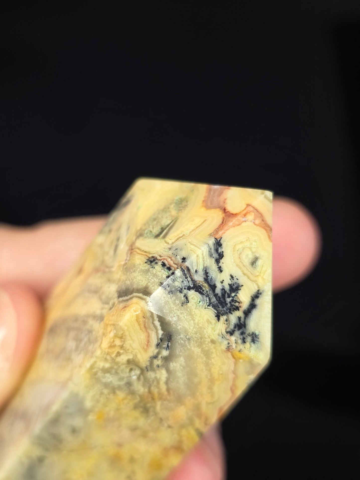 Dendritic Yellow Crazy Lace Agate Tower