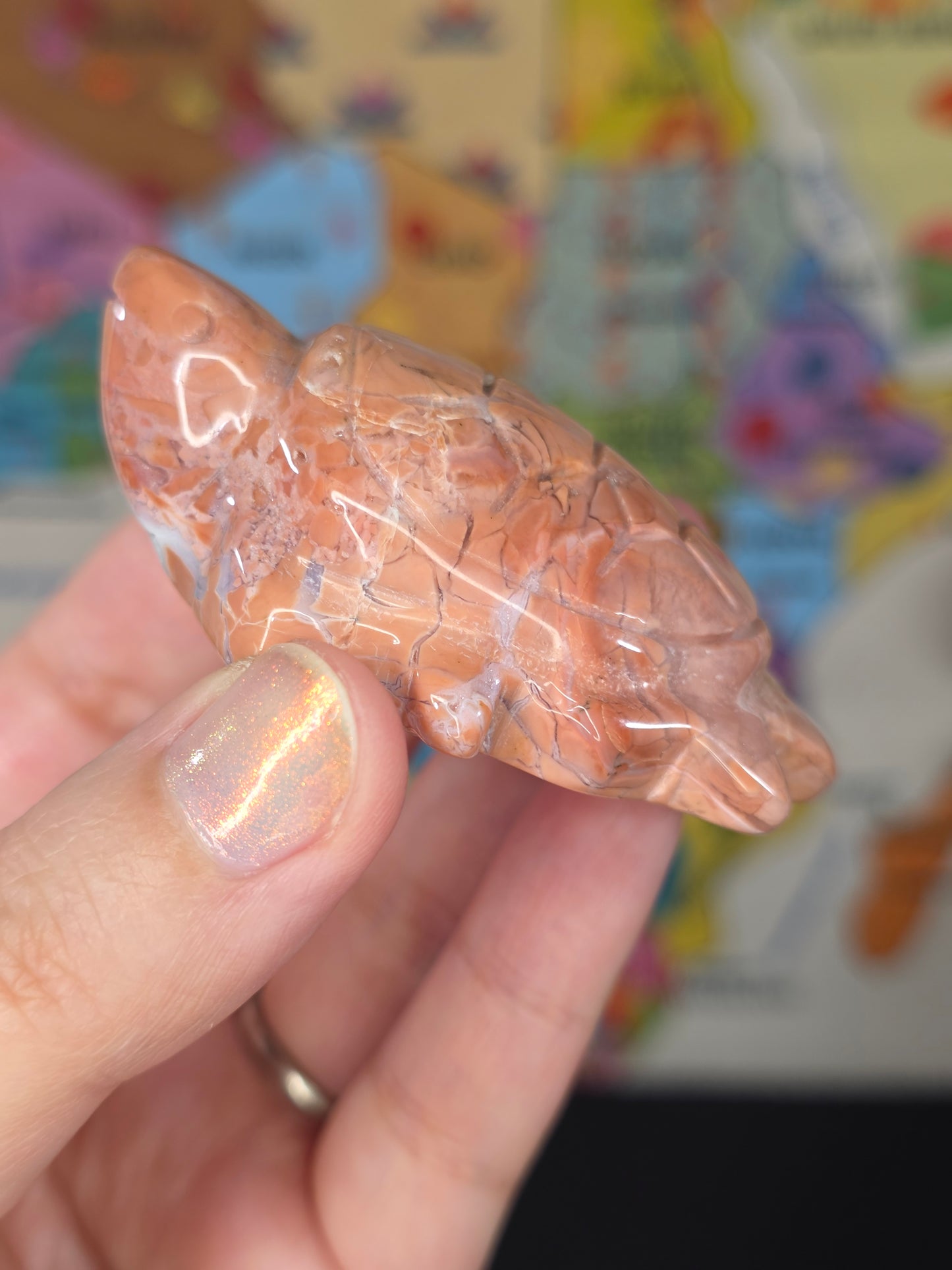 Cotton Candy Agate Turtle Carving