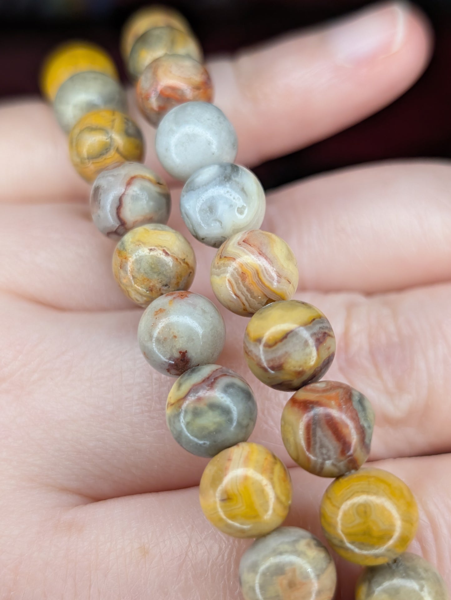 Crazy Lace Agate 8mm Bead Bracelet
