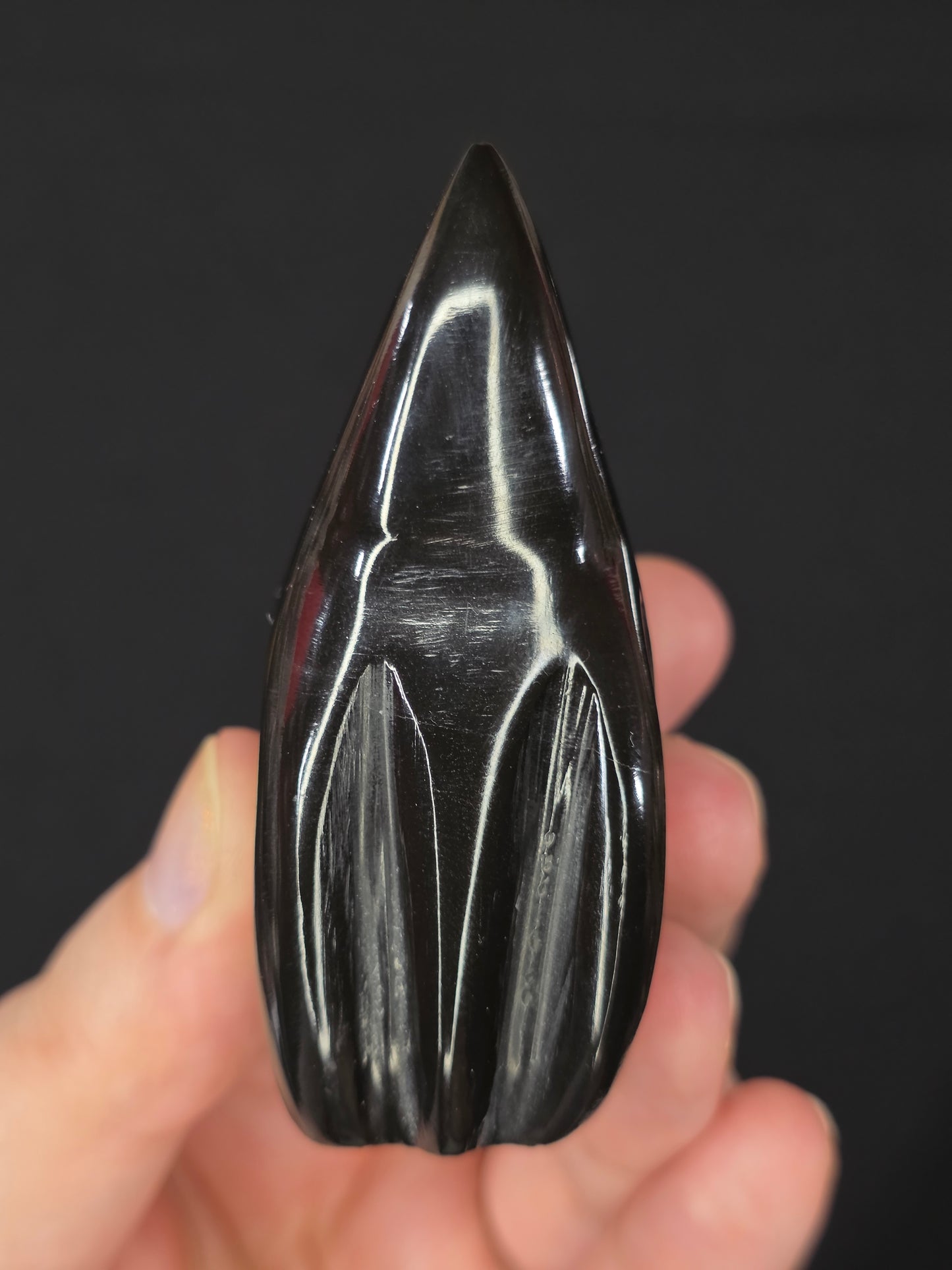 Black Marble Ghost Cat Carving