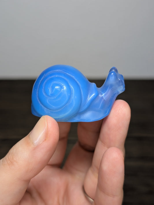 Blue Opalite (Glass) Snail Carving