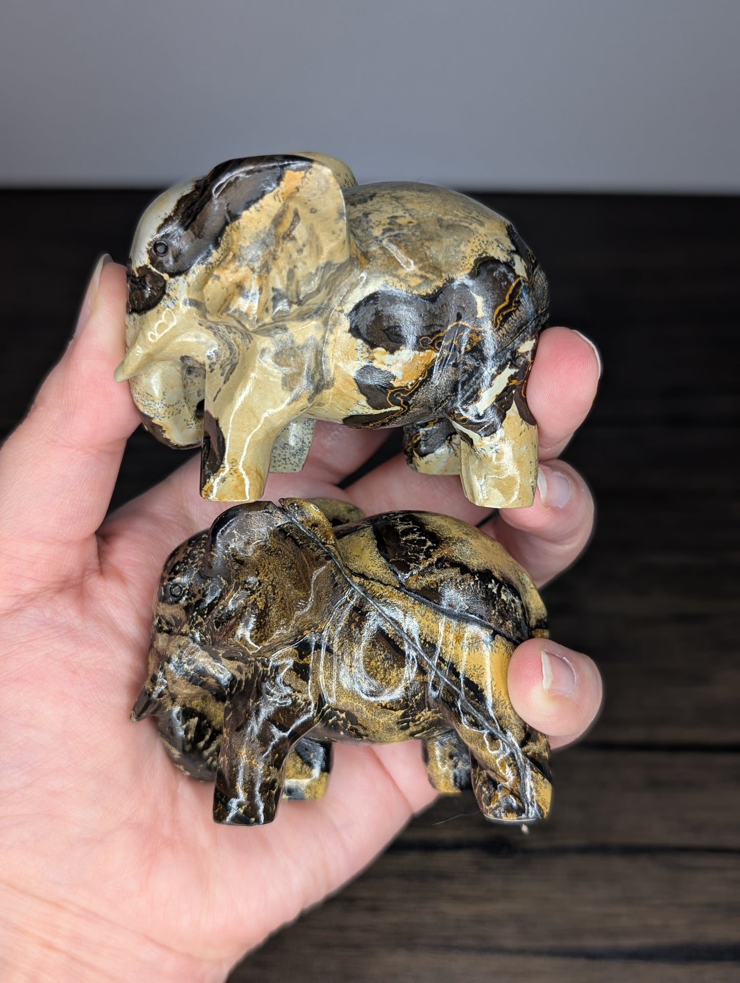 Picture Jasper Elephant Carving