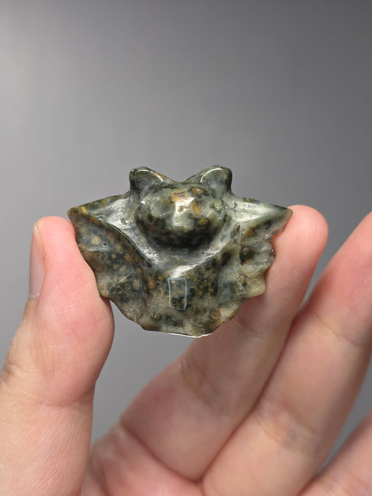 Druzy Sea Jasper Bat Carving