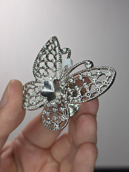 Silver Metal Butterfly Sphere Stand