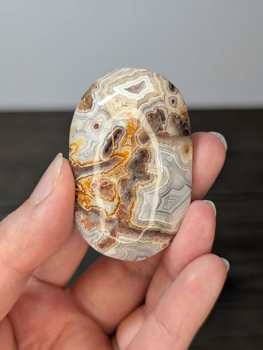 Red Mexican Crazy Lace Agate Palm Stone