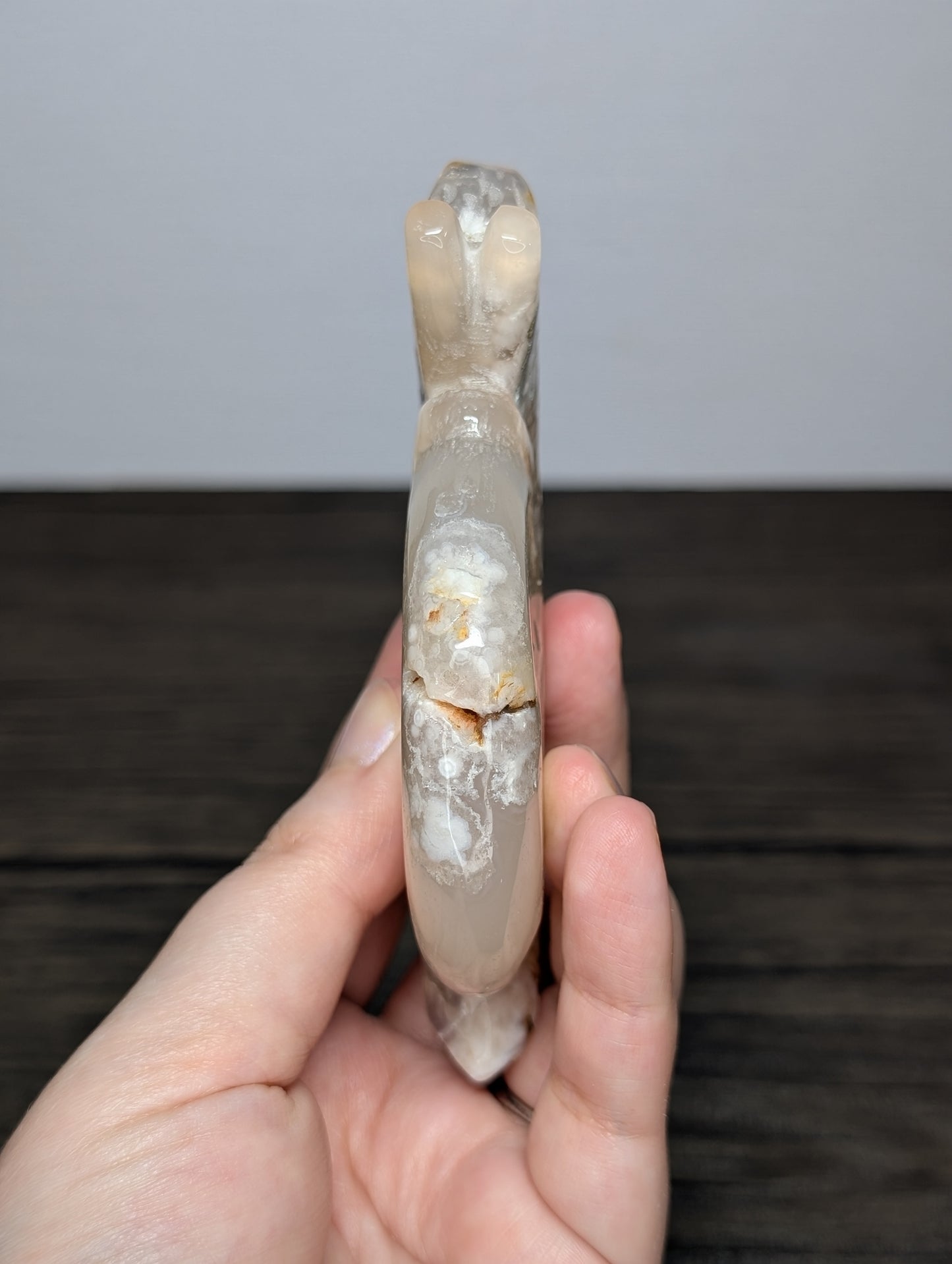 Flower Agate Snail Carving