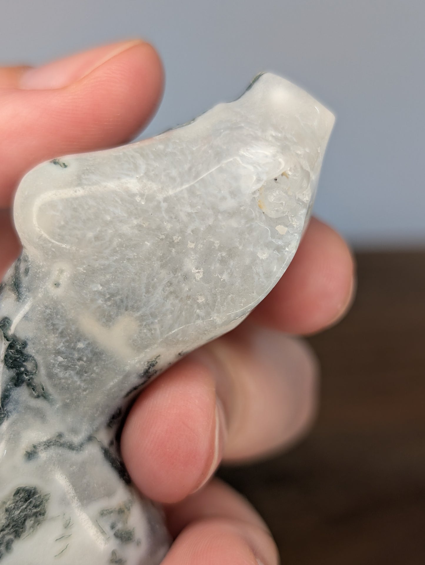 Moss Agate Goddess Body Carving (U97)