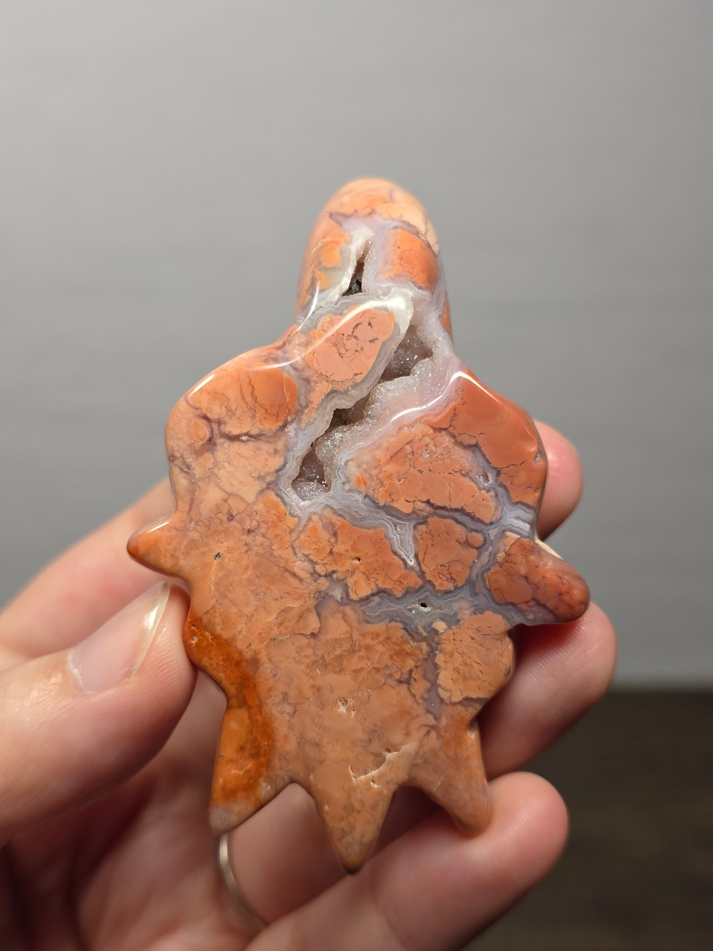 Pink Agate Turtle Carving