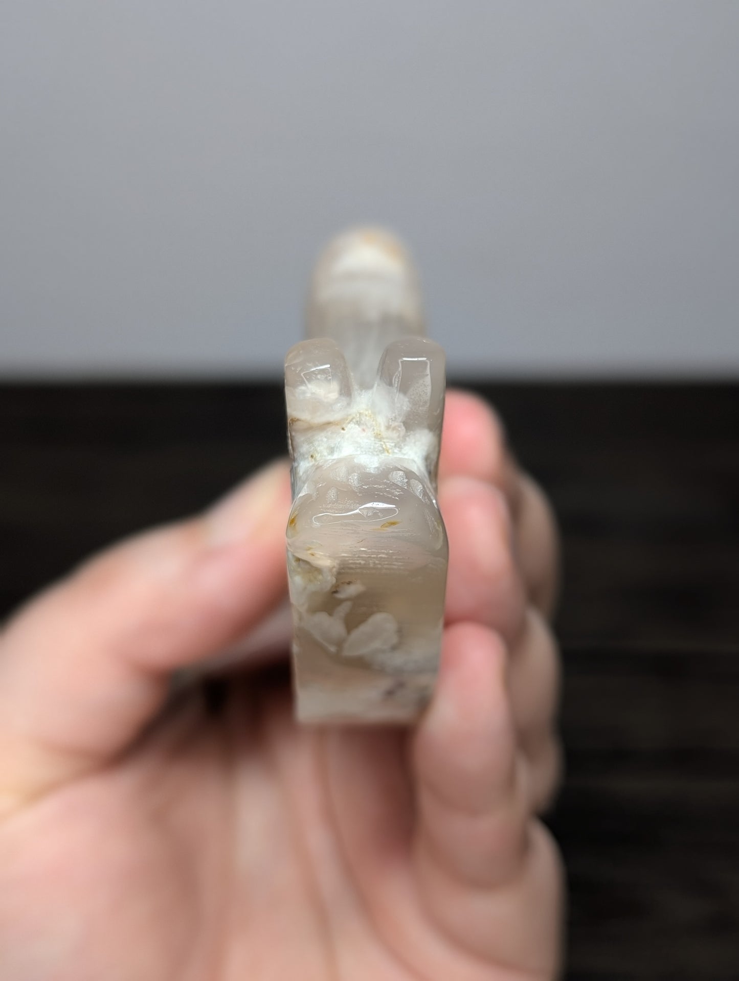 Flower Agate Snail Carving