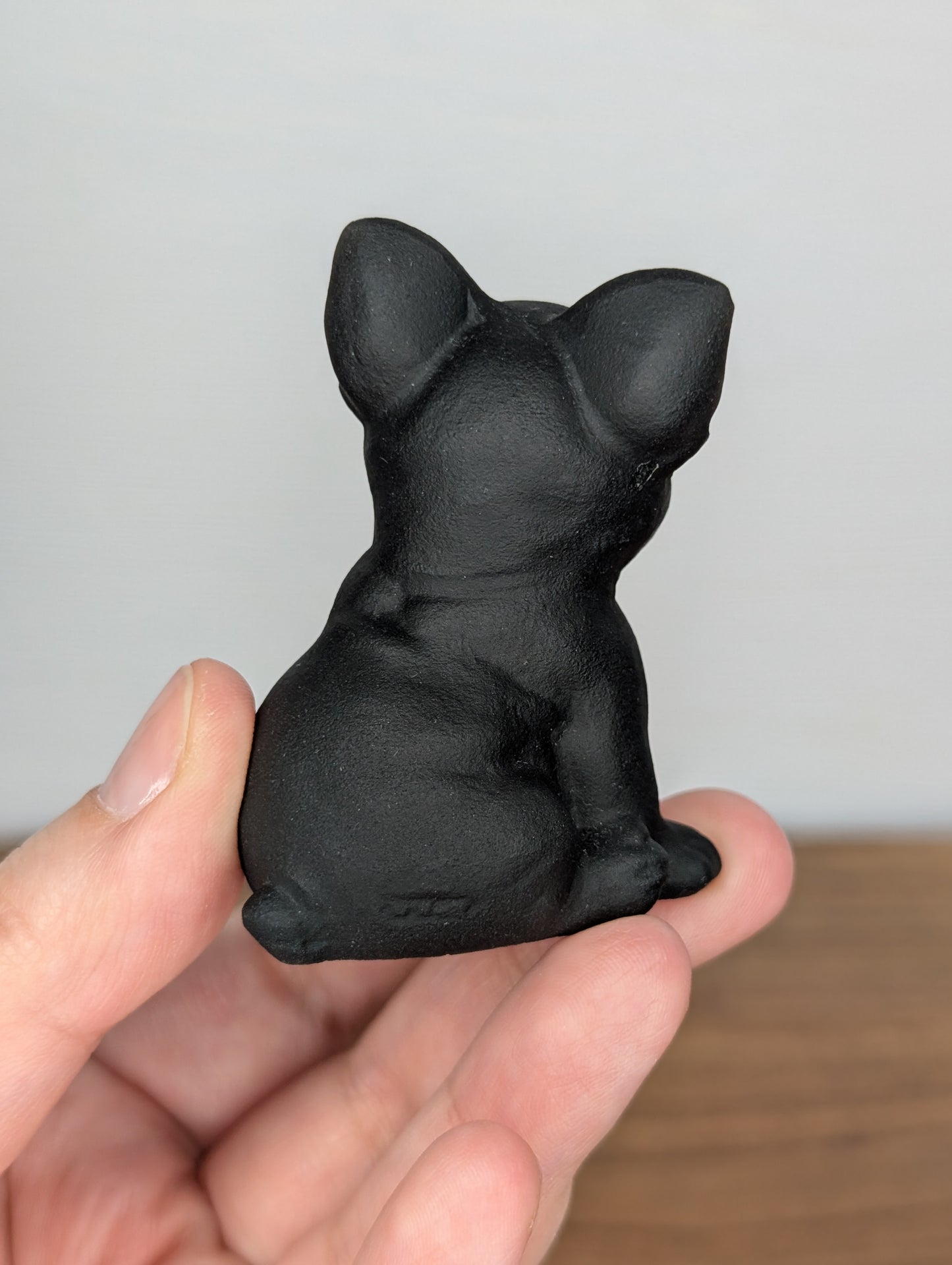 Matte Black Obsidian Frenchie Carving (Q73)