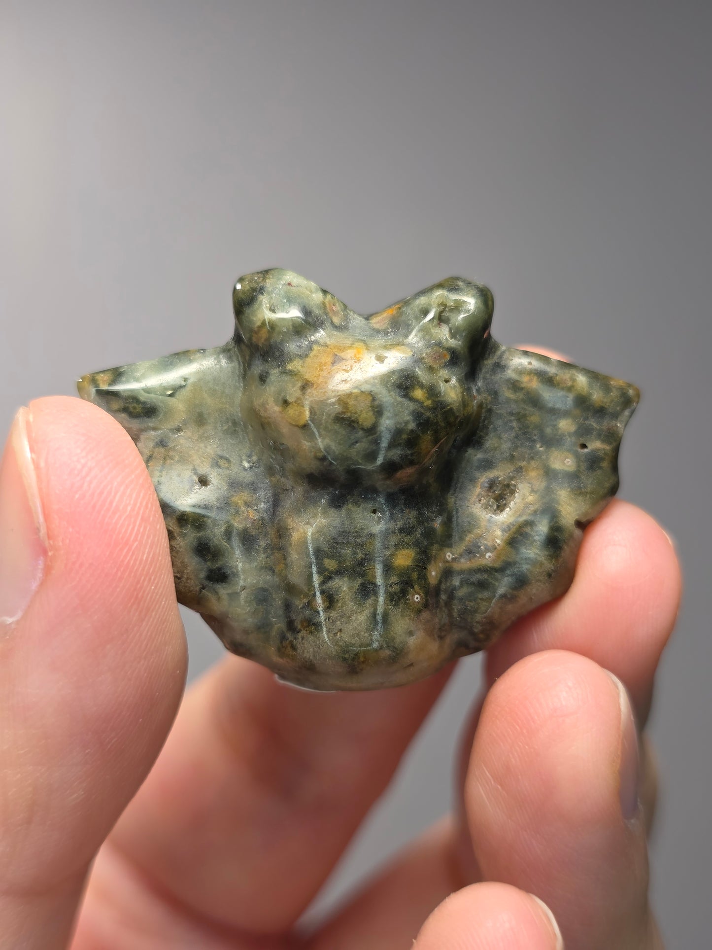 Druzy Sea Jasper Bat Carving