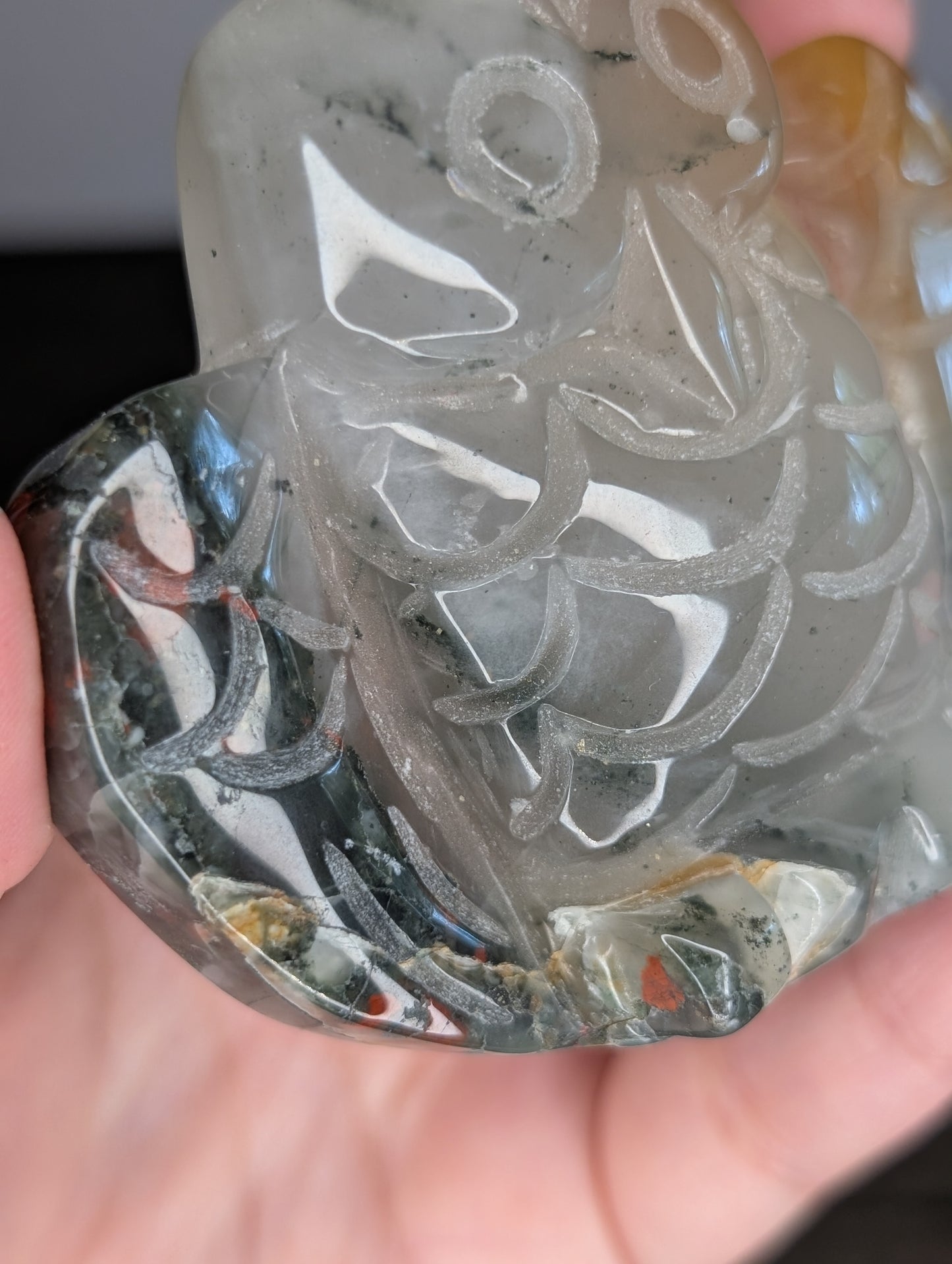 *Slight wobble* African Bloodstone Owl Carving