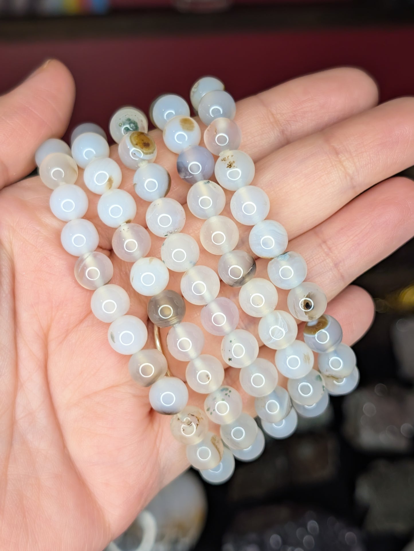 Dendritic Agate 8mm Bead Bracelet