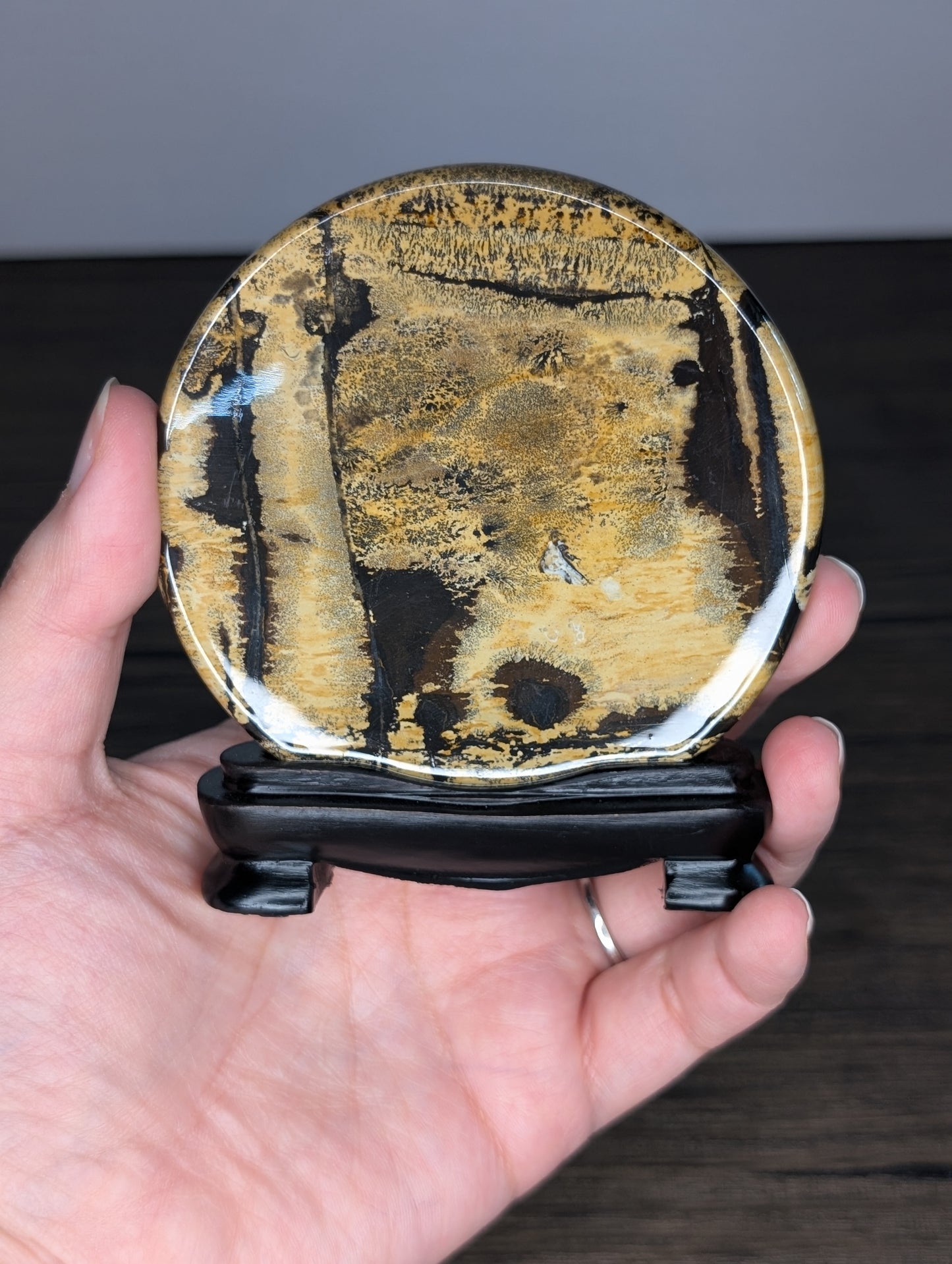 Picture Jasper Slab with Wooden Base