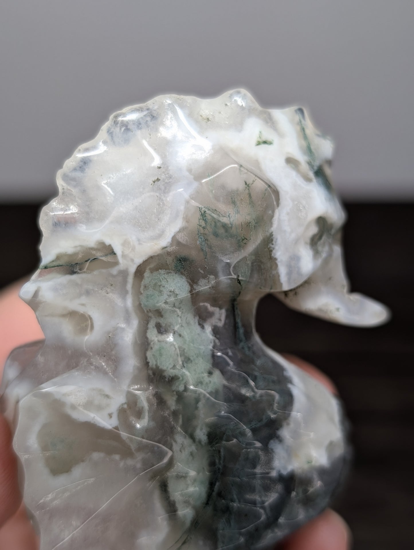 Moss Agate Seahorse Carving
