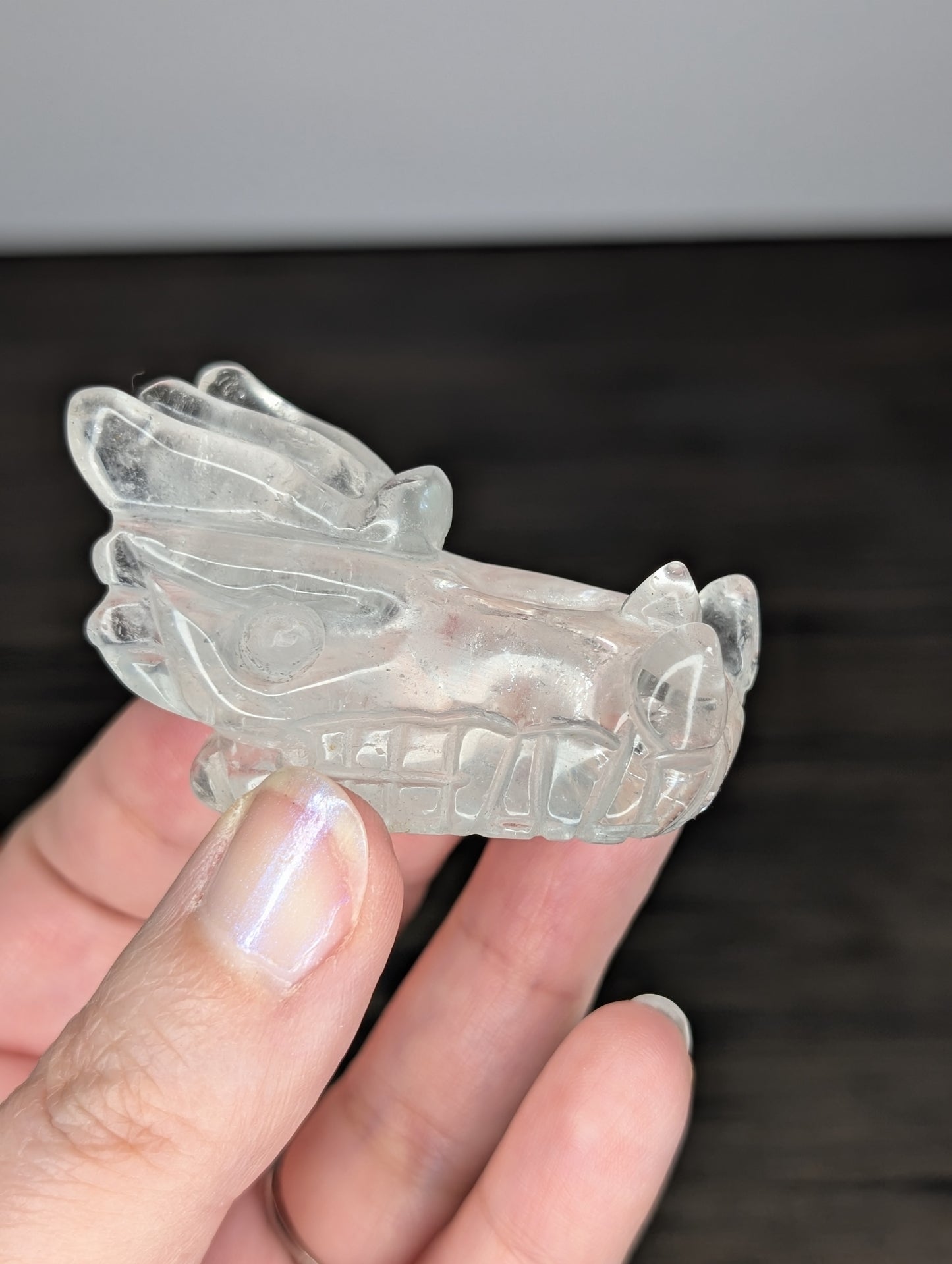 Clear Quartz Dragon Head Carving