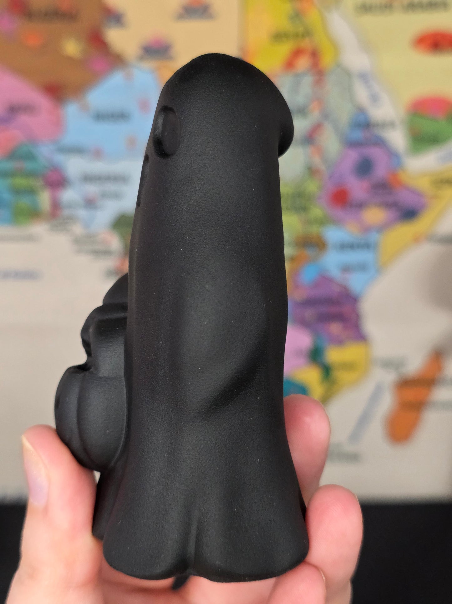 Matte Black Obsidian Ghost Carving