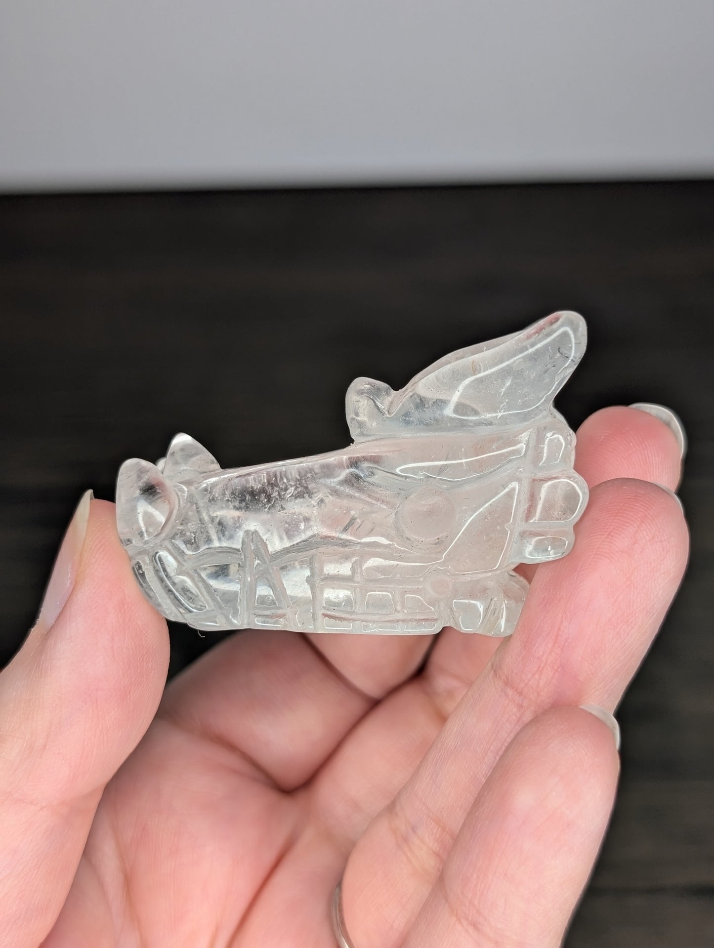 Clear Quartz Dragon Head Carving