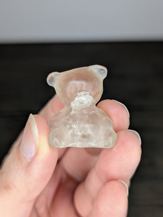 Mini Smoky Quartz Teddy Bear Carving